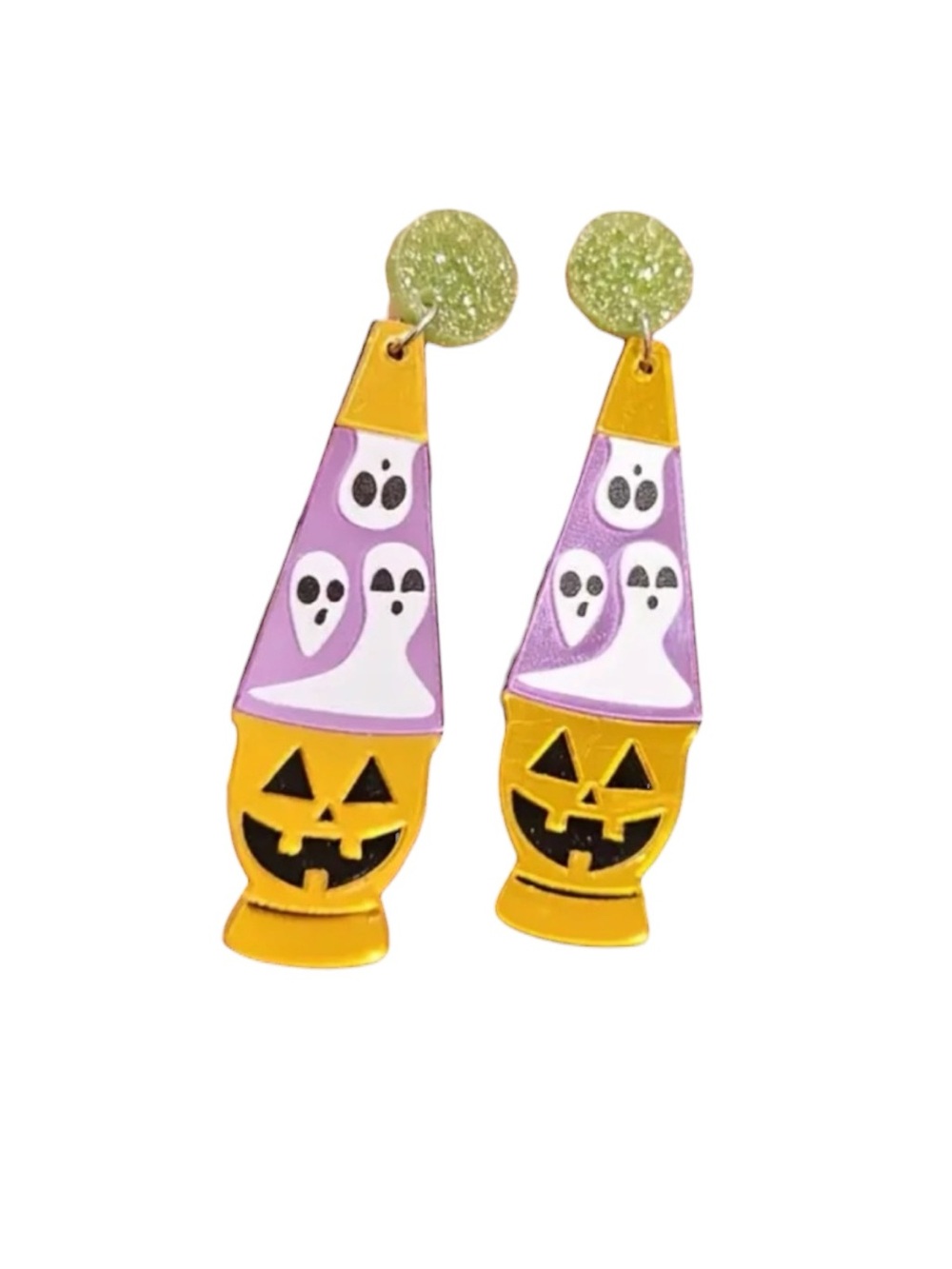 Ghost Pumpkin Lava Lamp Dangle Earrings